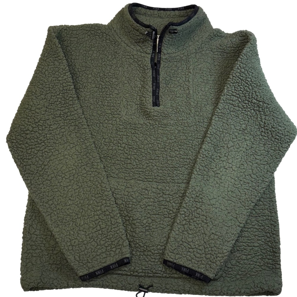 Pink | Victorias Secret | Womens S | Teddy Bear Fleece 1/4 Zip Pullover Green